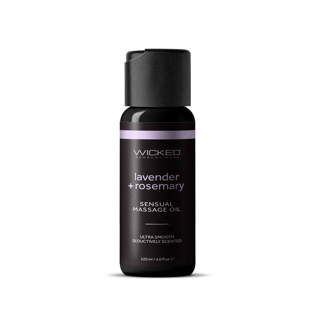 Wicked Sensual Massage Oil - Lavender + Rosemary - Lavender and Rosemary Scented Massage Oil - 120 ml Tube Wicked